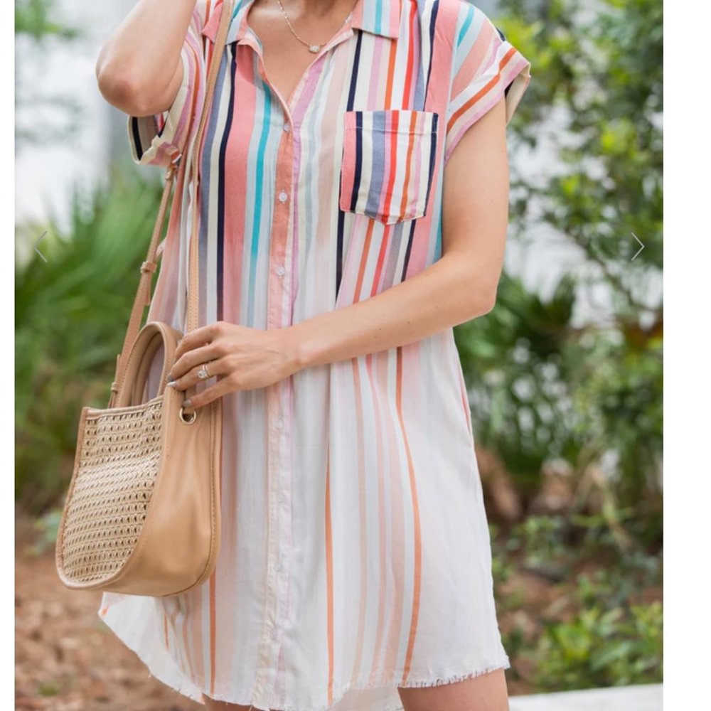 Stripped Button Down Dress